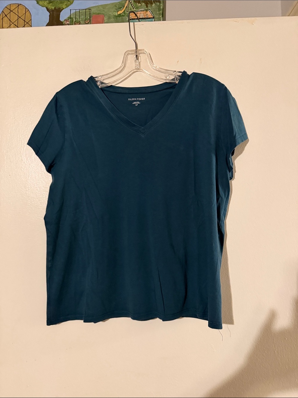 Eileen fisher 100% organic cotton bee neck cap sleeve tee